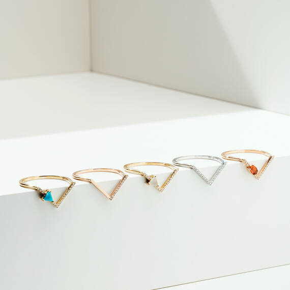 Minimal Diamond Chevron Ring - 4