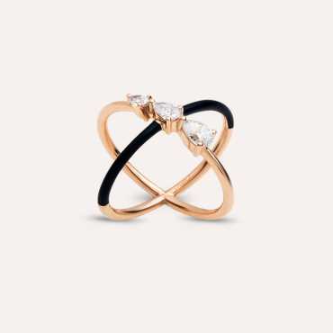 Mira 0.57 CT Diamond and Black Enamel Ring - Nev Jewellery