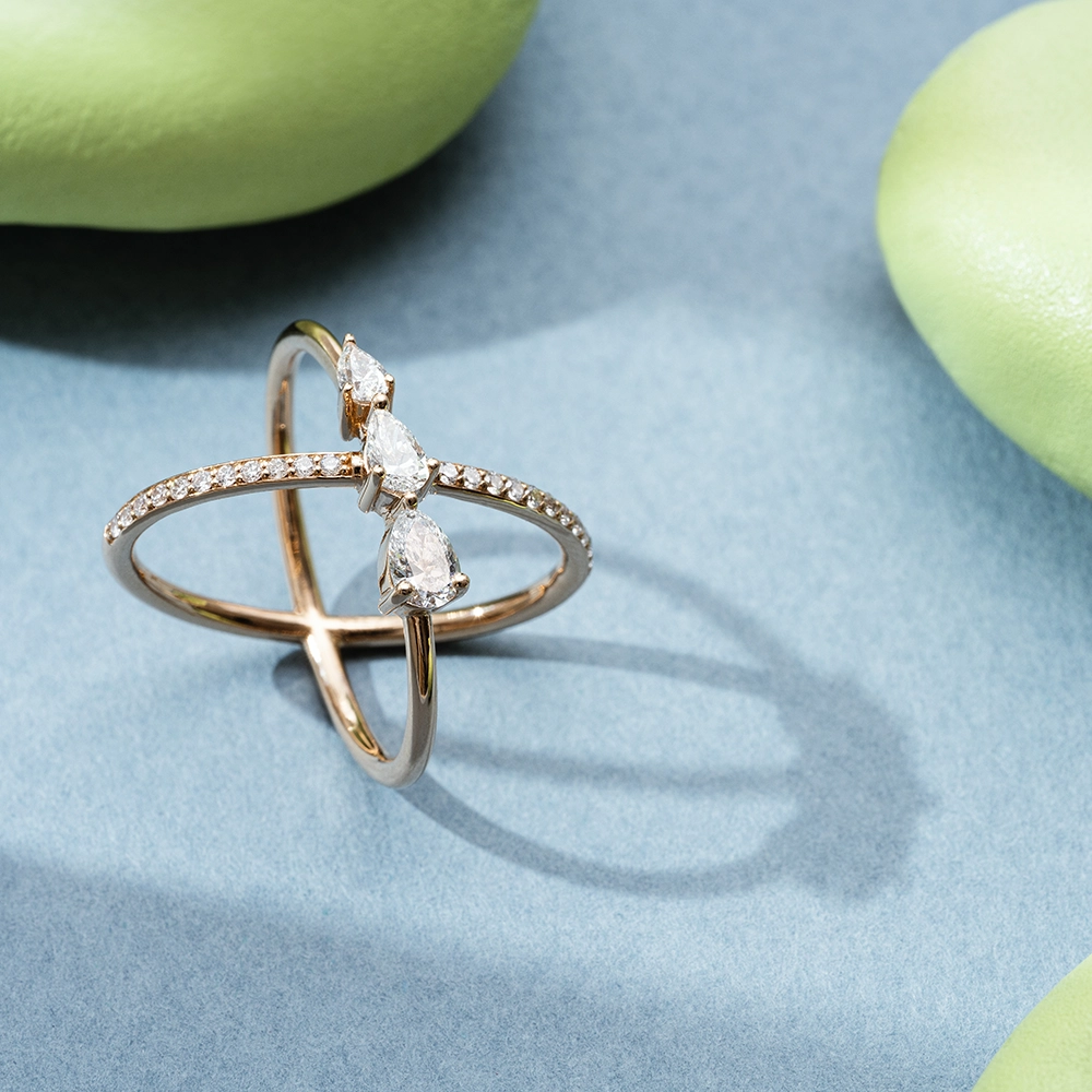 Mira Pear Cut Diamond Rose Gold Ring - Nev Jewellery (1)