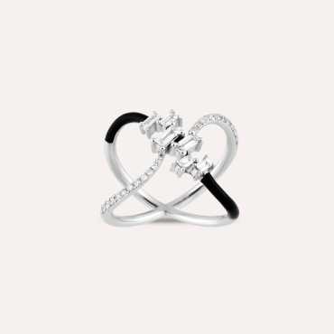 Mirach 0.49 CT Diamond and Black Enamel Ring - Nev Jewellery