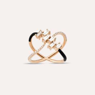 Mirach 0.63 CT Baguette Cut Diamond and Black Enamel Ring - Nev Jewellery