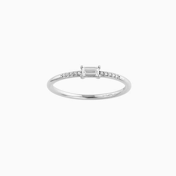 Mirel 0.19 CT Baguette Cut Diamond White Gold Ring - 1