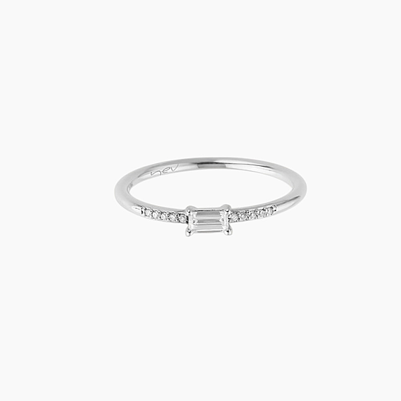 Mirel 0.19 CT Baguette Cut Diamond White Gold Ring - 3