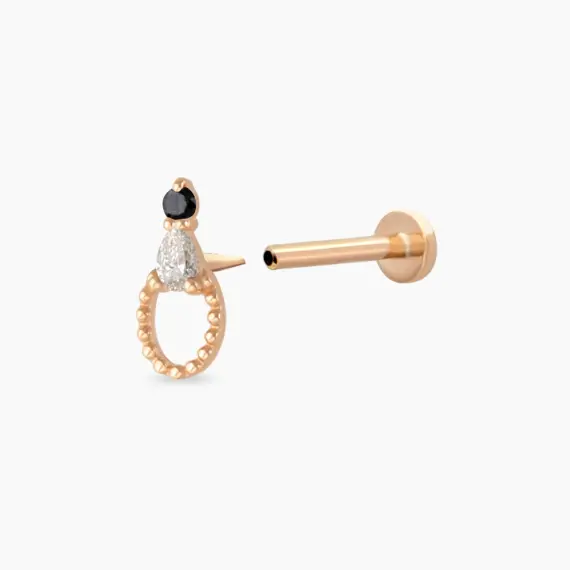 Mirror Black Diamond Rose Gold Piercing - 4