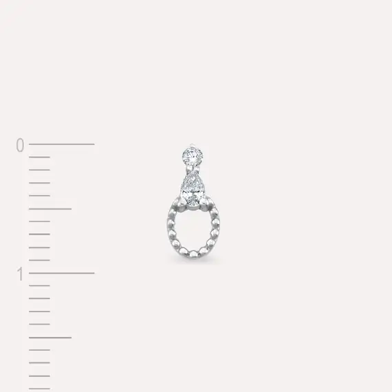 Mirror Pear Cut Diamond White Gold Single Earring - 5
