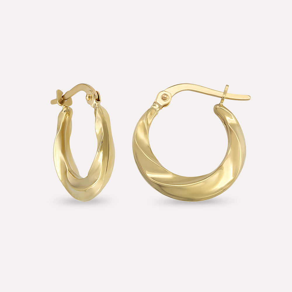 Misty Yellow Gold Hoop Earring - Nev Jewellery (1)