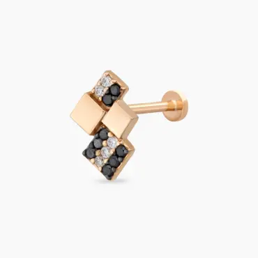 Mitis Diamond and Black Diamond Rose Gold Piercing - Nev Jewellery (1)