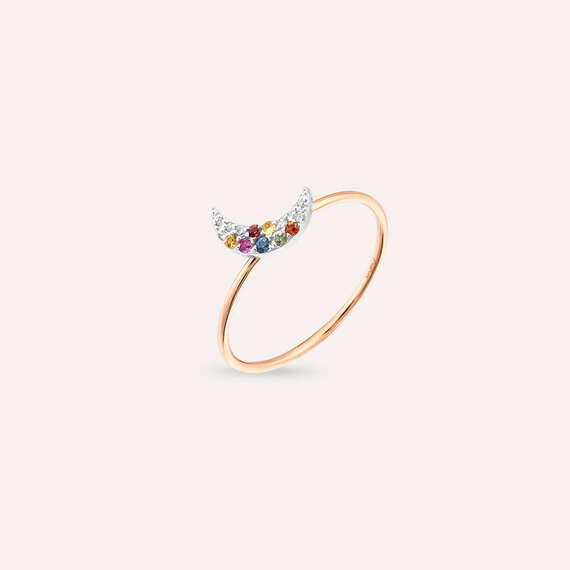 Moon 0.11 CT Multicolor Sapphire Rose Gold Ring - 4