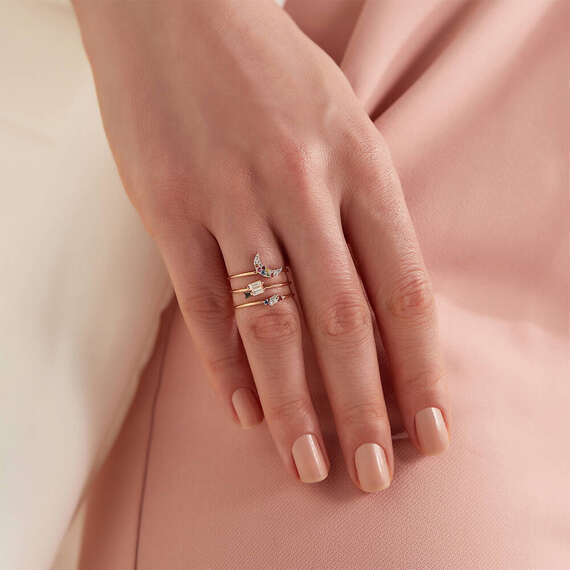 Moon 0.11 CT Multicolor Sapphire Rose Gold Ring - 3