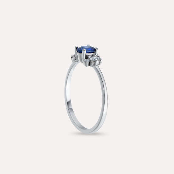 Morgan 0.84 CT Sapphire and Diamond White Gold Ring - 6