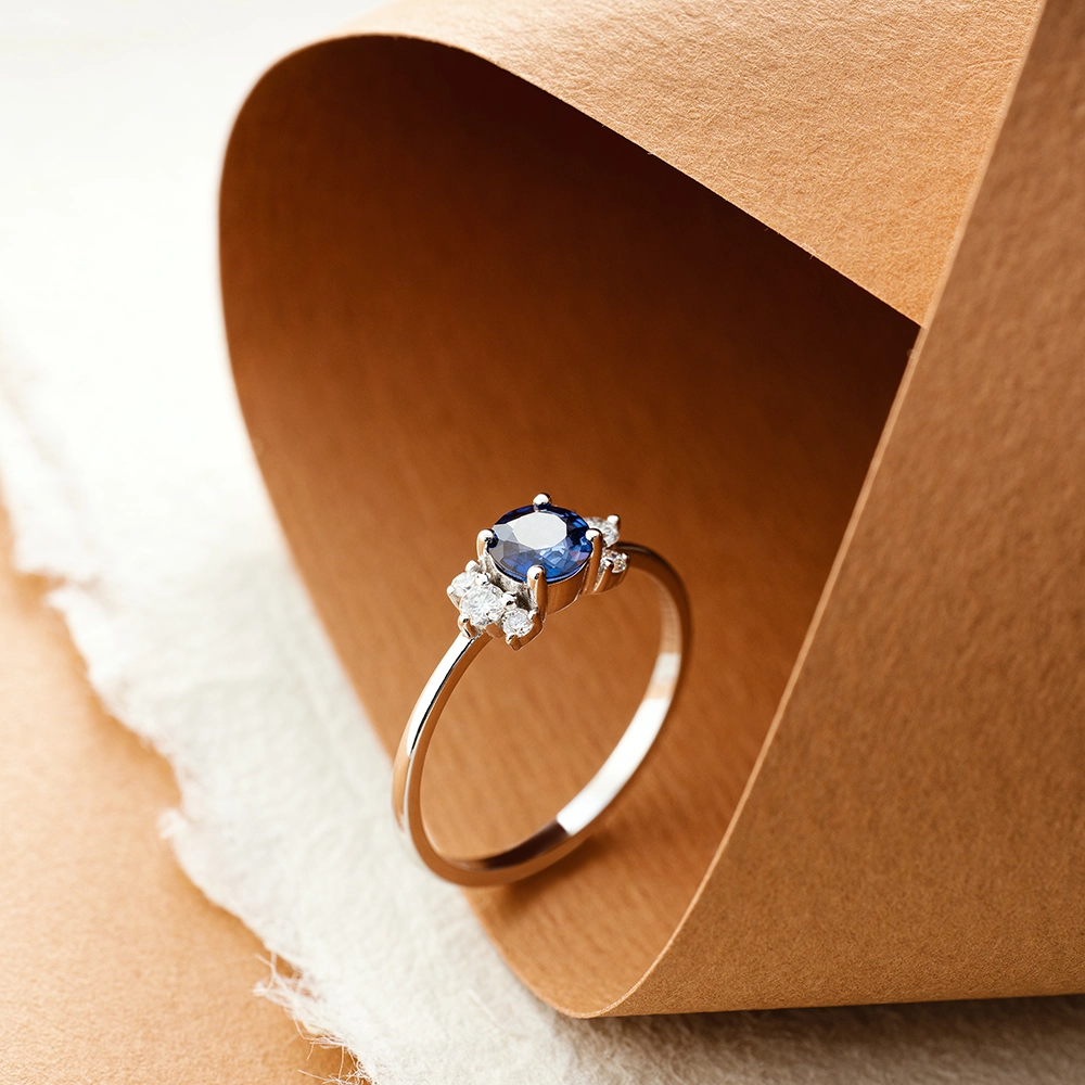 Morgan 0.84 CT Sapphire and Diamond White Gold Ring - 1