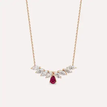 Muse 1.37 CT Ruby and Diamond Rose Gold Necklace - Nev Jewellery (1)