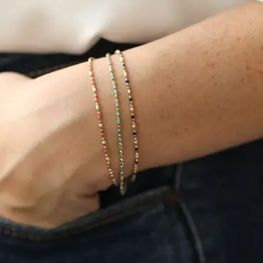 Navy Blue and White Enamel Yellow Gold Golf Bracelet - Nev Jewellery (1)