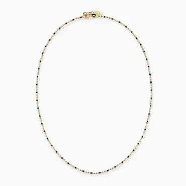 Navy Blue and White Enamel Yellow Gold Golf Necklace - Nev Jewellery (1)