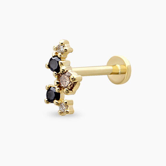 Noct Black Diamond Yellow Gold Piercing - Nev Jewellery