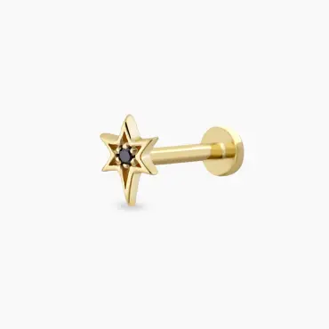 North Black Diamond Yellow Gold Piercing - Nev Jewellery (1)