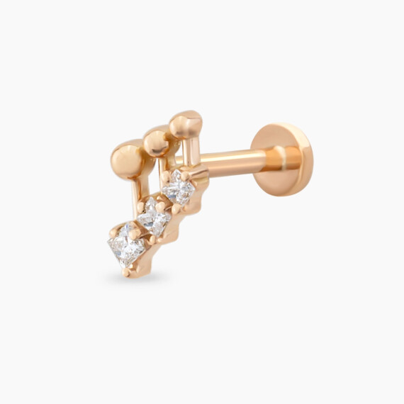Nota Princess Cut Diamond Rose Gold Piercing - Nev Jewellery