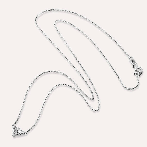 Nova 0.14 CT Baguette Cut Diamond White Gold Pendant - 3