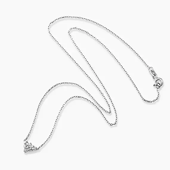 Nova 0.14 CT Baguette Cut Diamond White Gold Pendant - 3