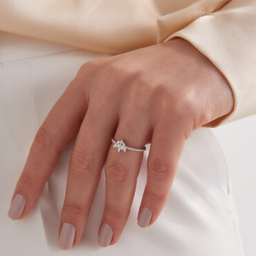 Nova 0.17 CT Baguette Cut Diamond White Gold Ring - Nev Jewellery