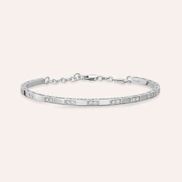 Oblong 0.41 CT Diamond White Gold Bracelet - Nev Jewellery