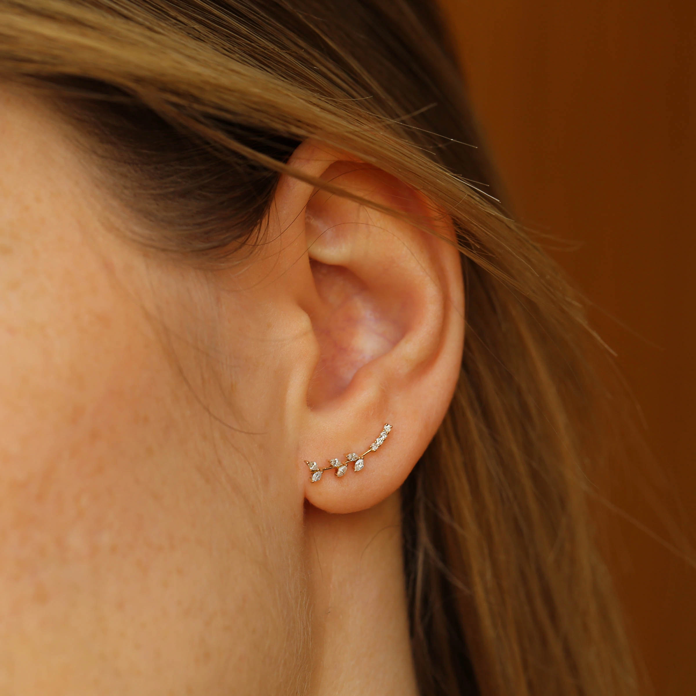 Olina Marquise Cut Diamond Rose Gold Single Earring - Nev Jewellery (1)