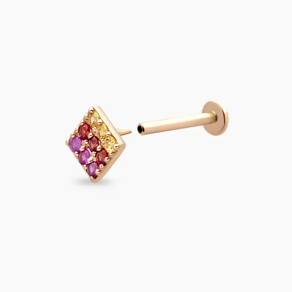 Ombre Multicolor Sapphire Rose Gold Piercing - 4