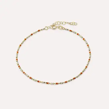 Orange and White Enamel Yellow Gold Golf Bracelet - Nev Jewellery (1)