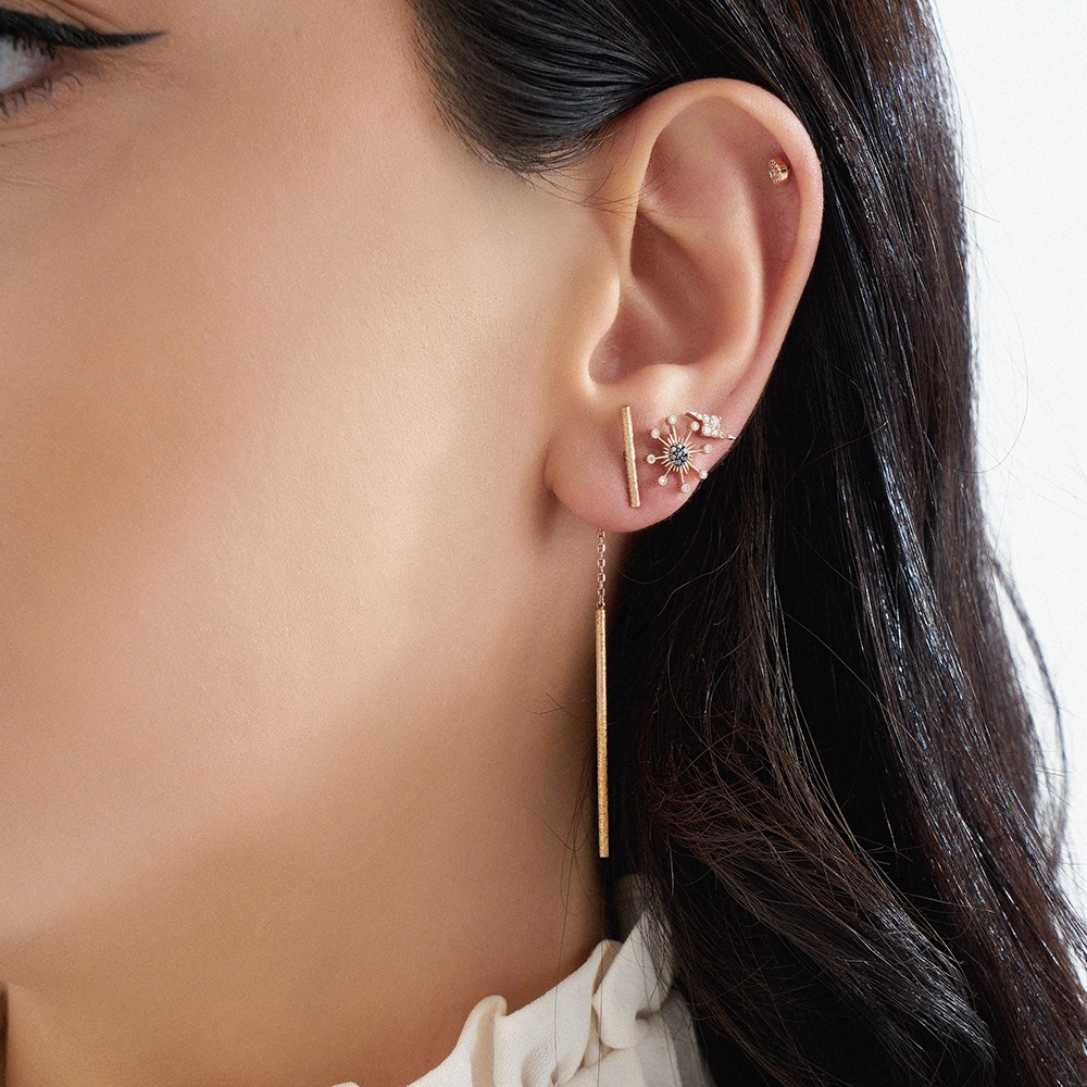 Orbit 0.07 CT Black Diamond Single Earring - 2
