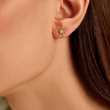 Orbit 0.07 CT Diamond Yellow Gold Single Earring - Nev Jewellery