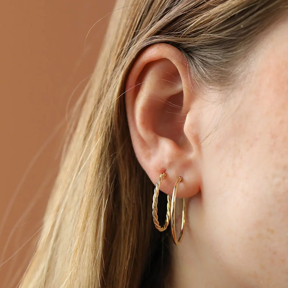 Oura Yellow Gold Hoop Earrings - Nev Jewellery (1)