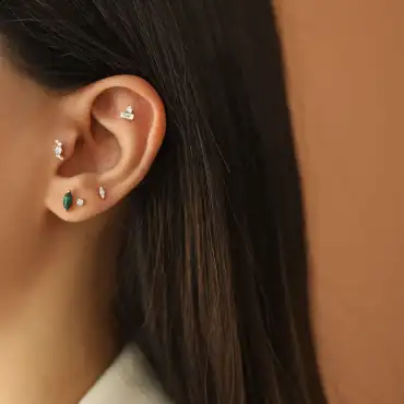 Marquise Cut Malachite Rose Gold Single Earring - Nev Jewellery (1)
