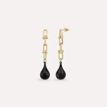 Oynx Yellow Gold Earring - Nev Jewellery (1)