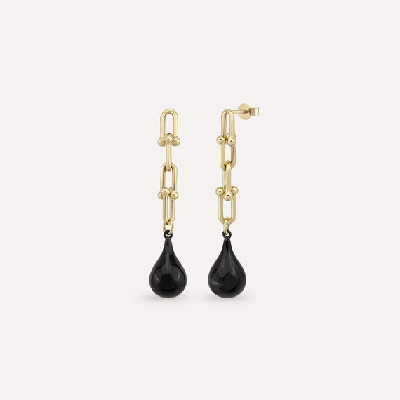 Oynx Yellow Gold Earring - Nev Jewellery
