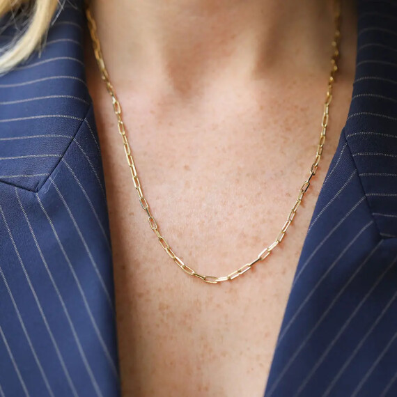 Paperclip Yellow Gold Chain - Nev Jewellery