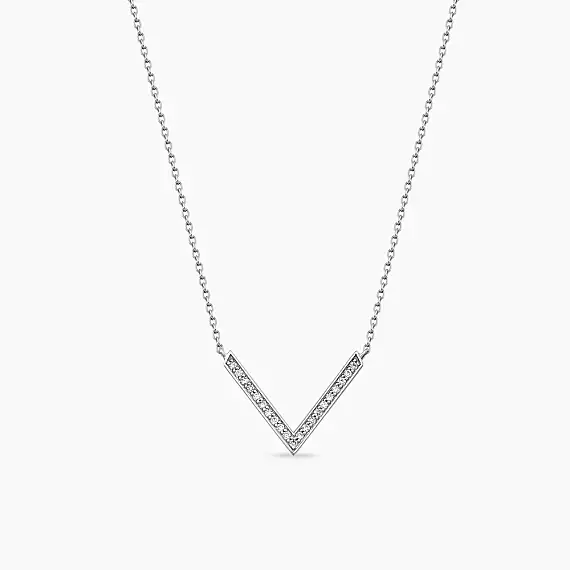 Path 0.09 CT Diamond White Gold Necklace - 2