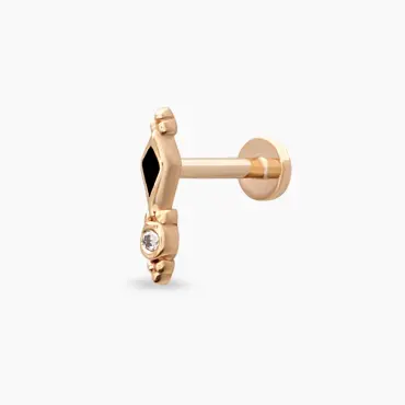 Pavia Diamond and Black Enamel Rose Gold Piercing - Nev Jewellery (1)