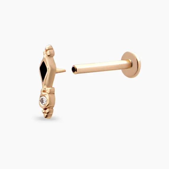 Pavia Diamond and Black Enamel Rose Gold Piercing - 4