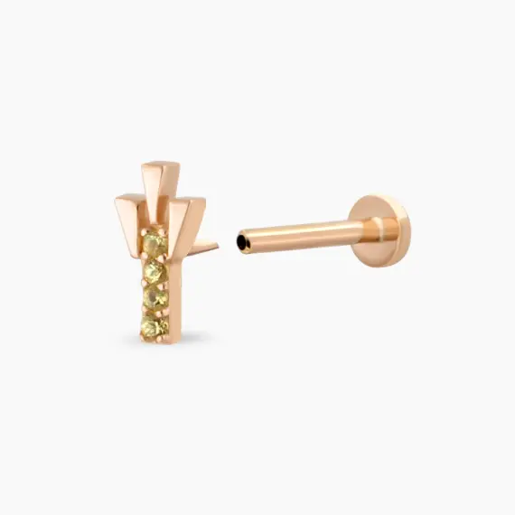 Peace Yellow Sapphire Rose Gold Piercing - 4