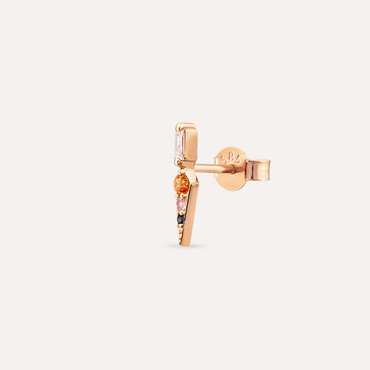 Perseus 0.17 CT Multicolor Sapphire and Baguette Cut Diamond Mini Single Earring - Nev Jewellery