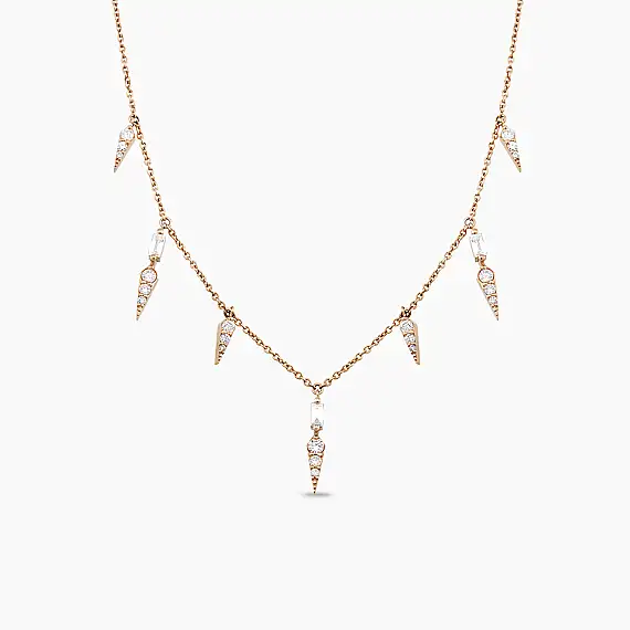 Perseus 0.49 CT Baguette Cut Diamond Rose Gold Necklace - 1