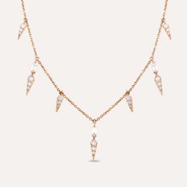 Perseus 0.49 CT Baguette Cut Diamond Rose Gold Necklace - Nev Jewellery