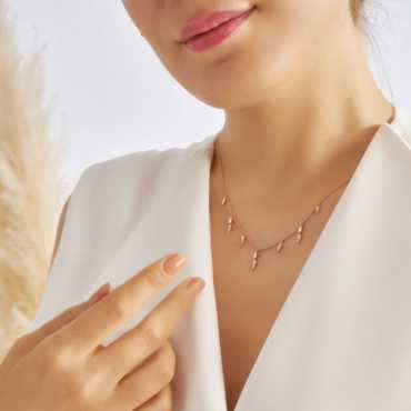 Perseus 0.49 CT Baguette Cut Diamond Rose Gold Necklace - Nev Jewellery (1)