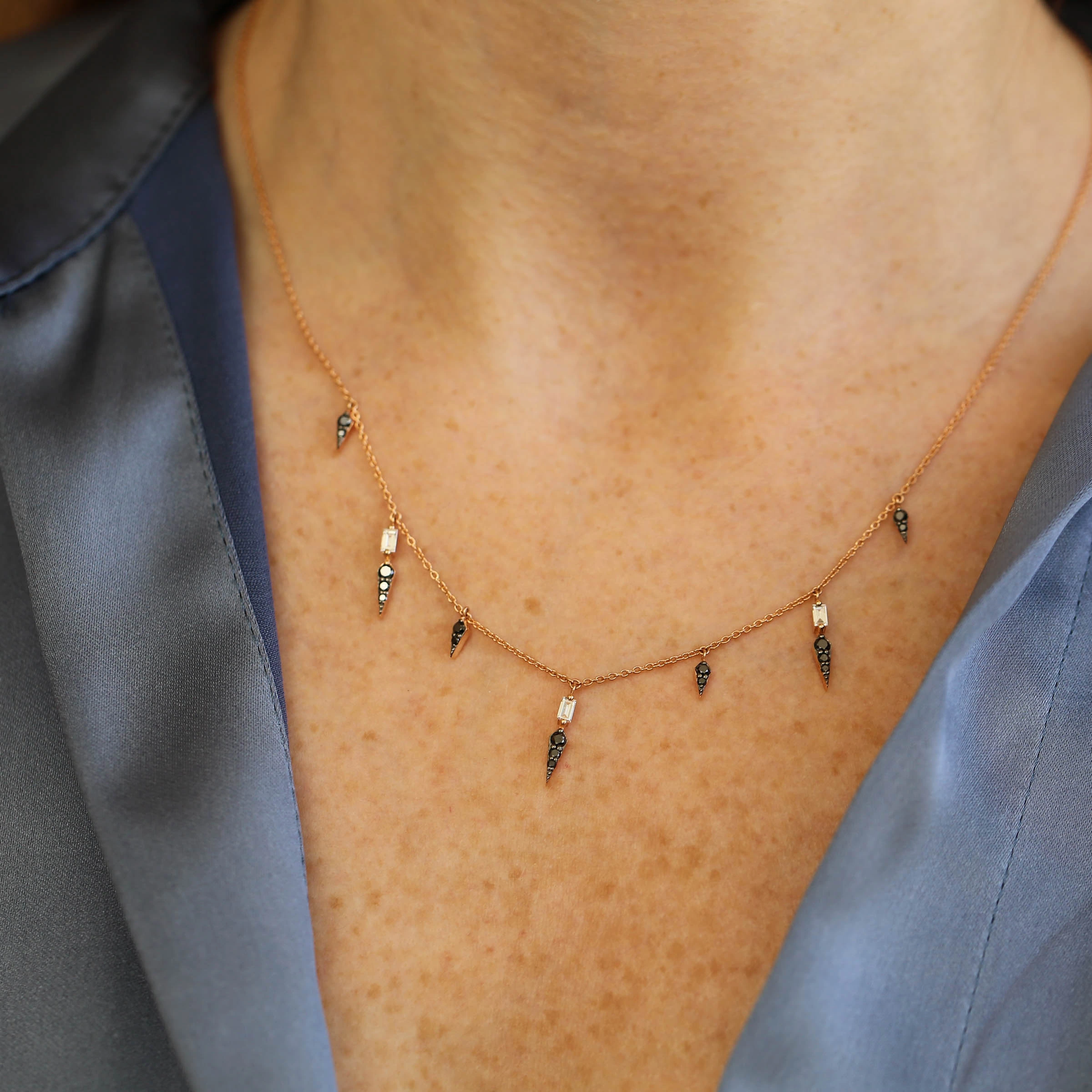 Perseus 0.52 CT Black Diamond and Baguette Cut Diamond Necklace - Nev Jewellery (1)