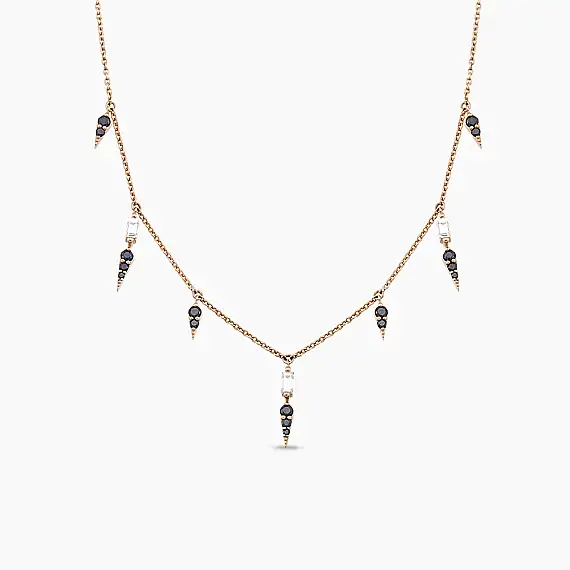 Perseus 0.52 CT Black Diamond and Baguette Cut Diamond Necklace - 1