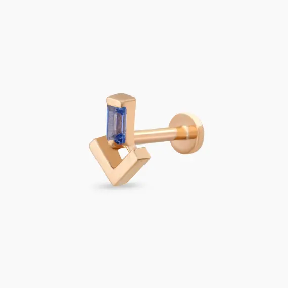 Petra Blue Safir Taşlı Rose Altın Piercing - 2