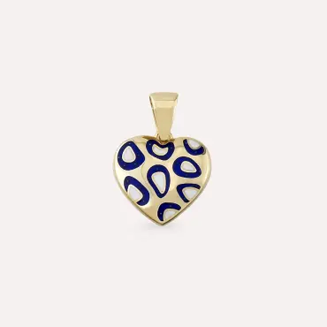 Phony Blue Enamel Yellow Gold Pendant - Nev Jewellery (1)