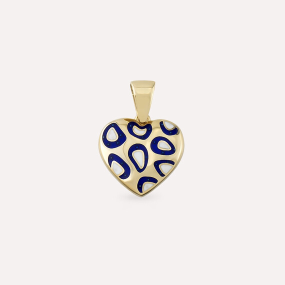 Phony Blue Enamel Yellow Gold Pendant - Nev Jewellery
