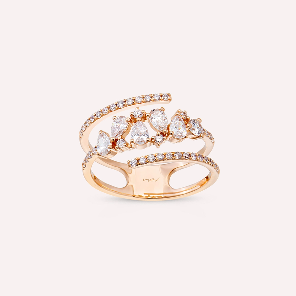 Pia 0.79 CT Pear Cut Diamond Rose Gold Ring - Nev Jewellery (1)