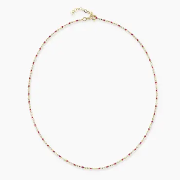 Pink and White Enamel Yellow Gold Golf Necklace - Nev Jewellery (1)
